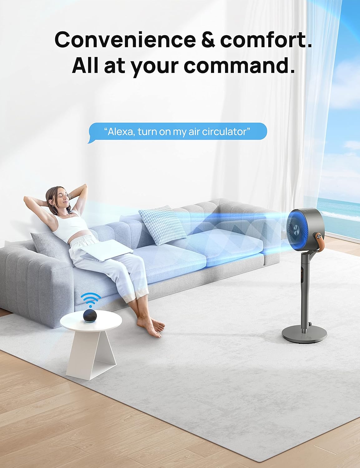 Ventilador Dreo de Pie, Oscilante, 8 Velocidades, Ajustable