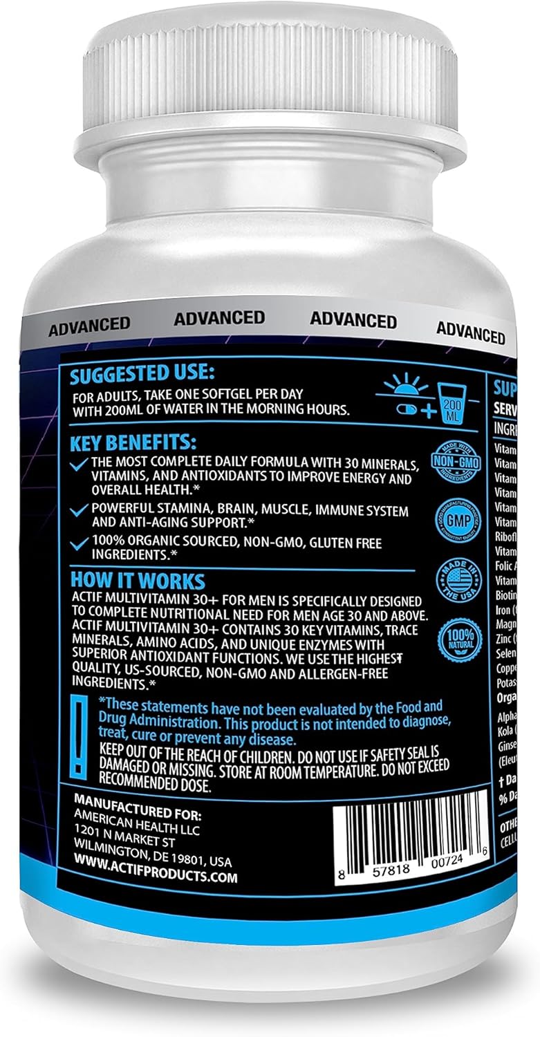 ACTIF Multivitamínico orgánico para hombres 90 unidades