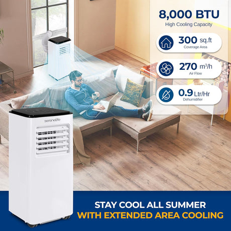 Aire acondicionado portátil SereneLife 8000 BTU 3 en 1 con control remoto