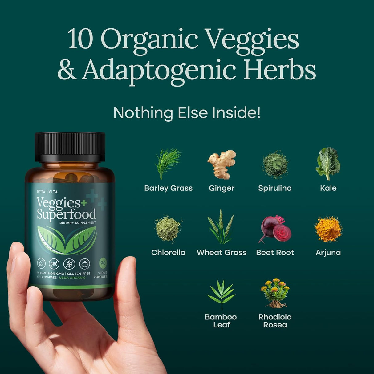 Suplemento Orgánico de Frutas y Verduras - 180 Cápsulas Veganas