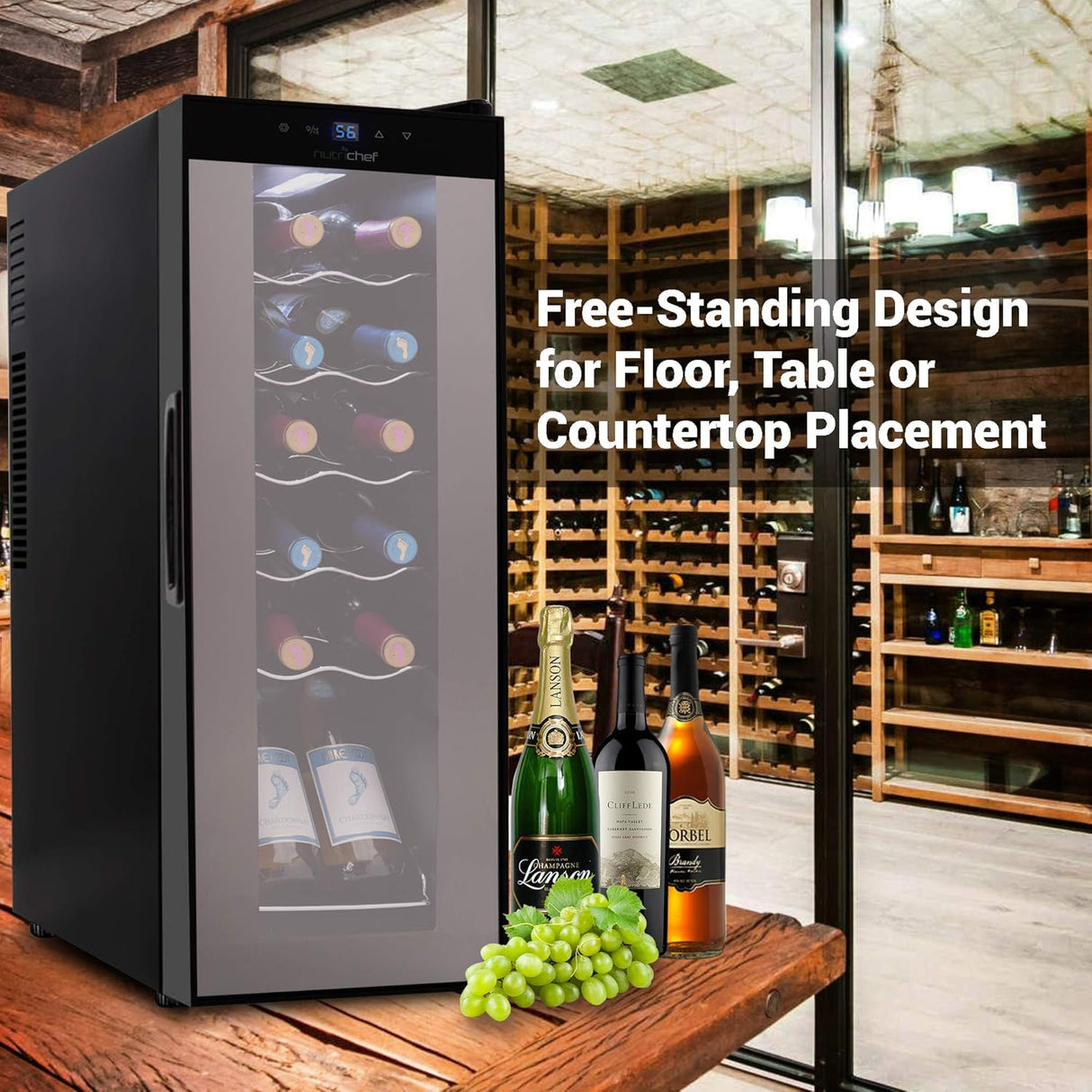 Refrigerador de vino NutriChef para 12 botellas termoeléctrico