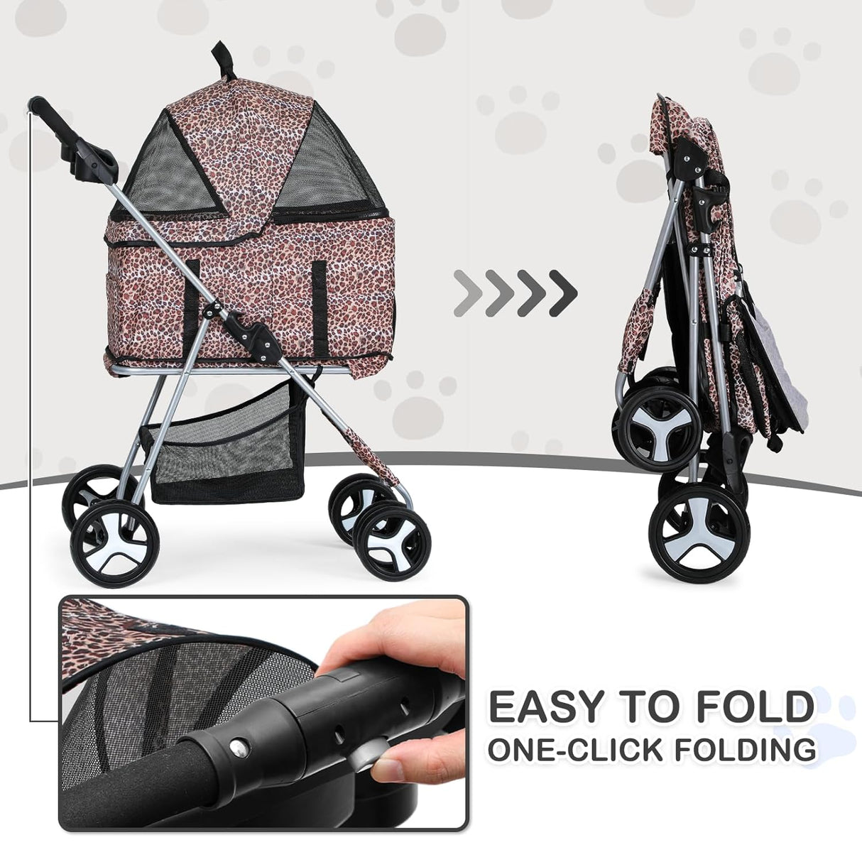 Carro de Mascotas MoNiBloom 3 en 1 Plegable con Transportín