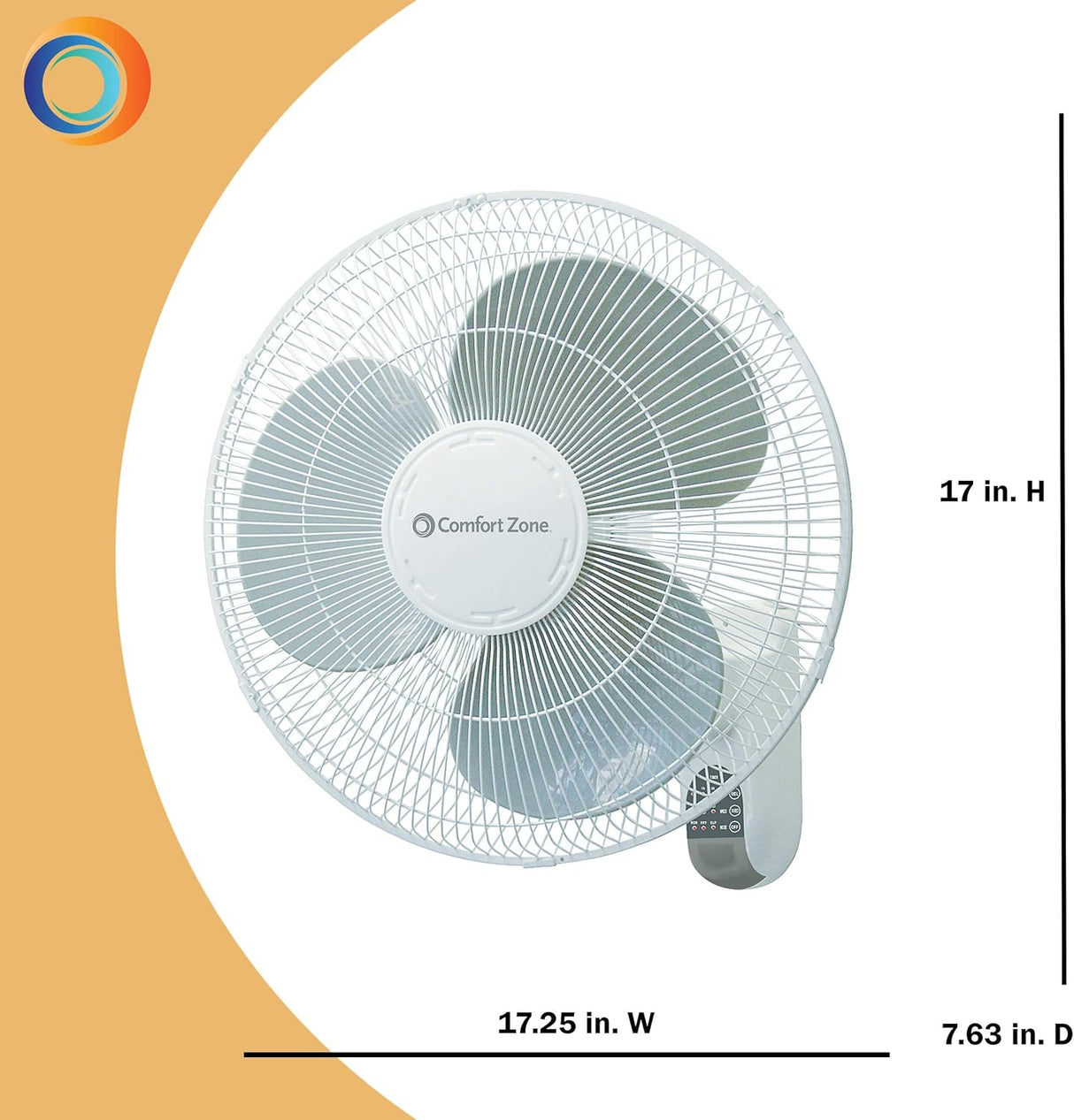 Ventilador de Pared Oscilante Comfort Zone, 16, CZ16WR