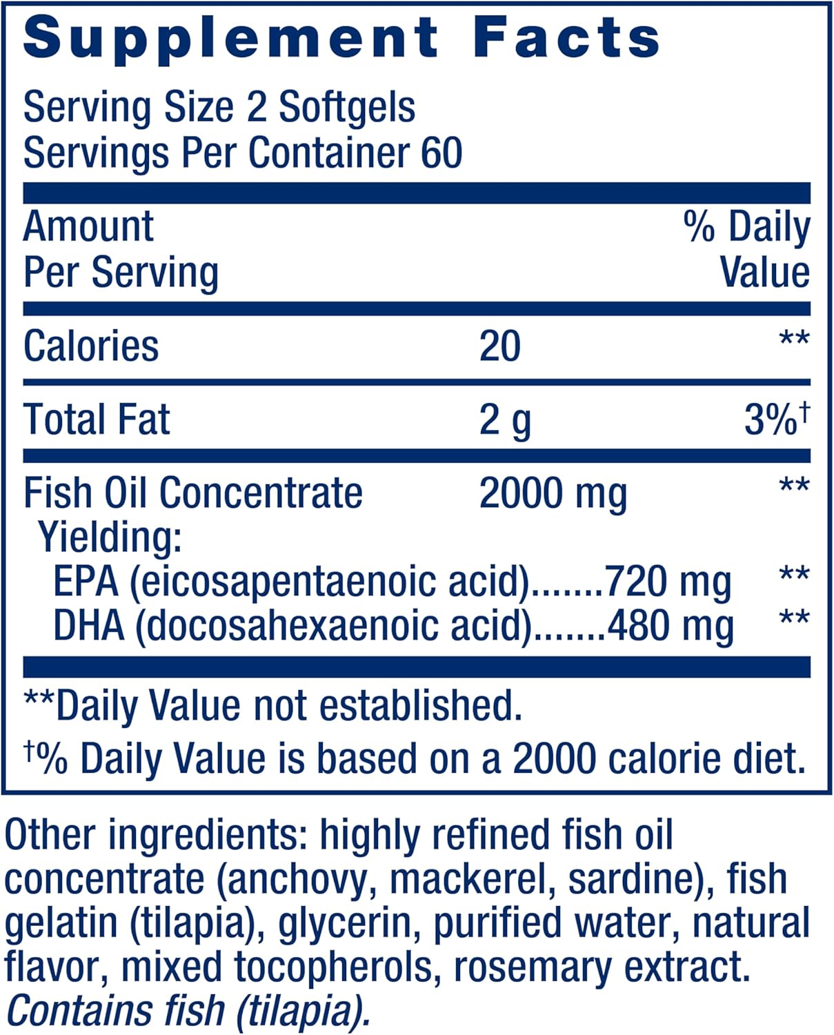 Mega EPA/DHA de Life Extension, Omega-3, Salud Cardiaca y Cerebral, 120 softgels