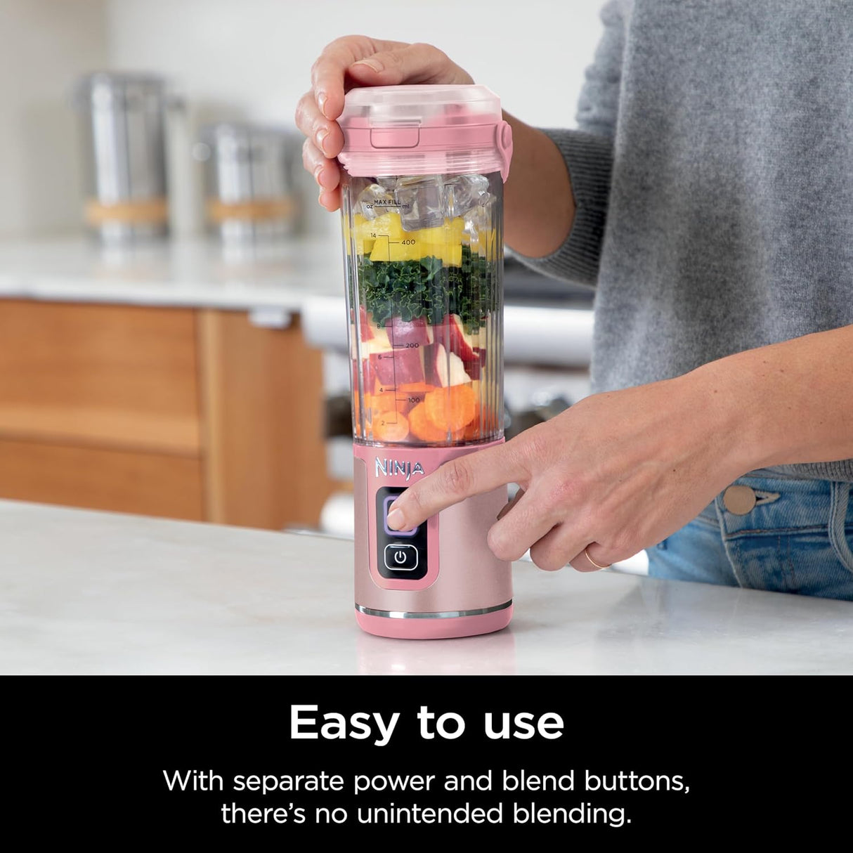 Batidora portátil Ninja, 18oz, recargable USB-C, modelo BC151PK