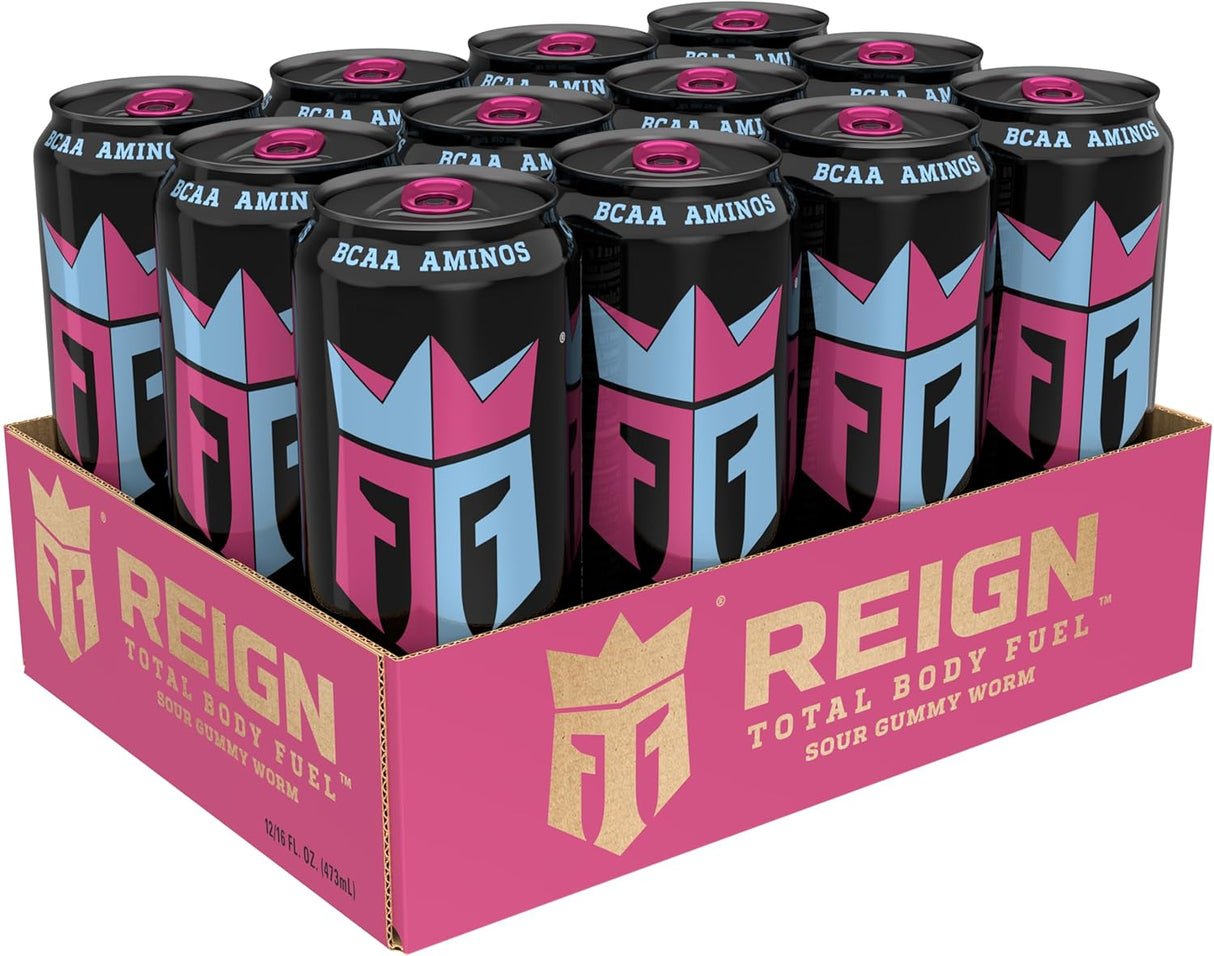 Bebida Energética Reign, Gummy Worm, 16 oz, Paquete de 12