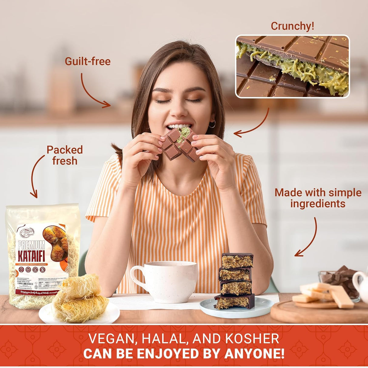 Kataifi, Hojaldre Rallado, Pistacho, Chocolate, Dubai, Kadayif
