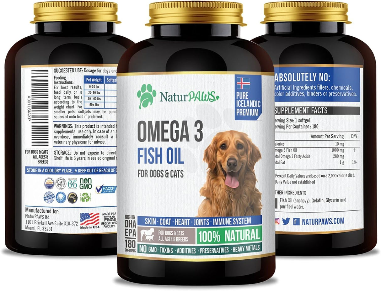 Suplemento de aceite de pescado Omega 3 para perros y gatos
