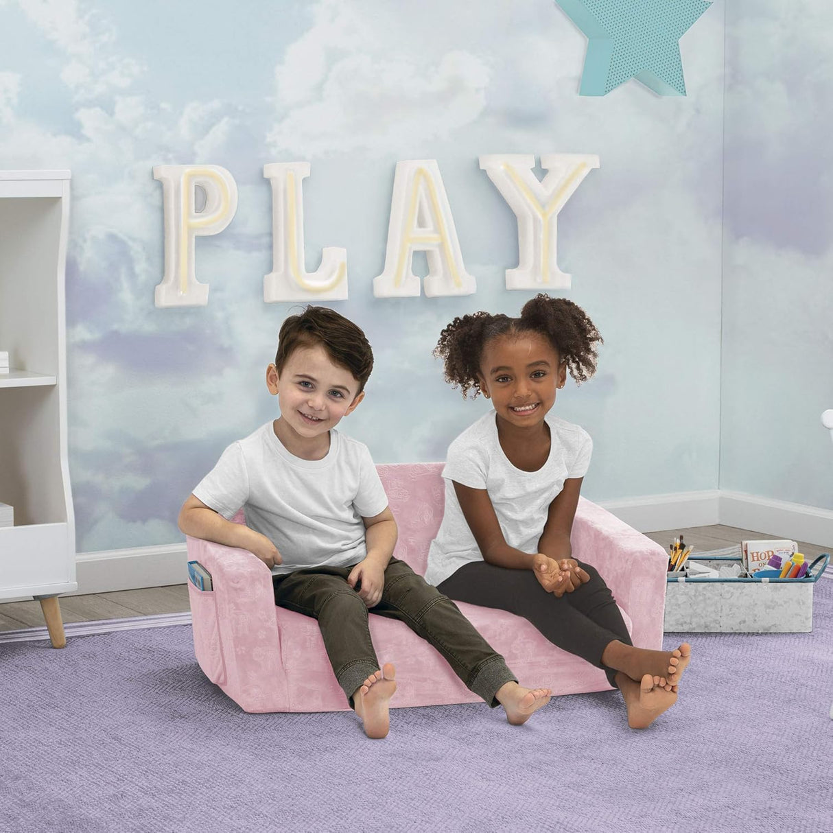Silla convertible extra ancha a tumbona para niños, Rosa