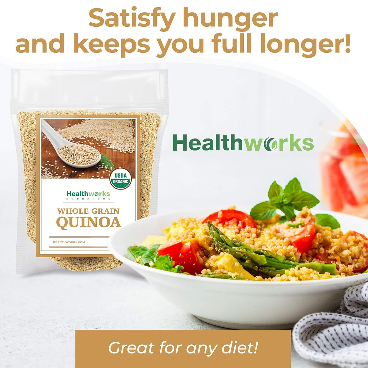 Quinoa Blanca Orgánica Entera | Proteína, Fibra, Hierro | Perú