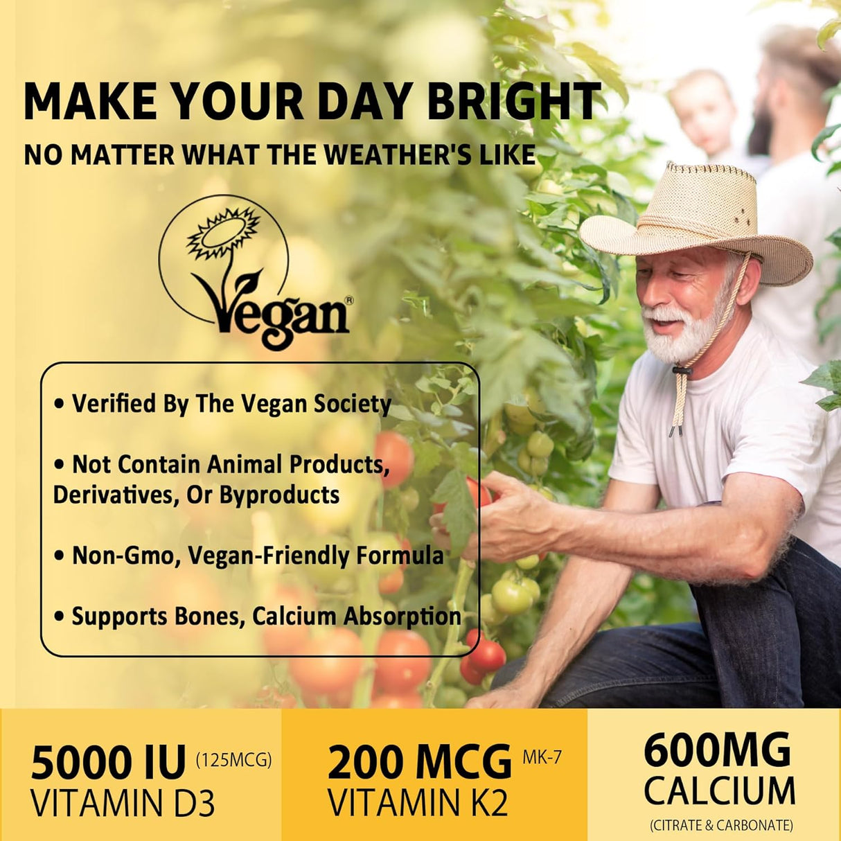 Gummies Vitamina D3 K2 200mcg + Calcio 600mg Vegan 2Packs