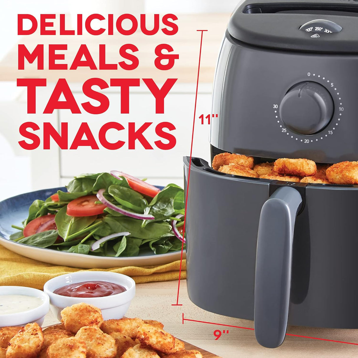 Freidora de aire DASH Tasti-Crisp™, 2.6 Qt, 1000W, Compacta
