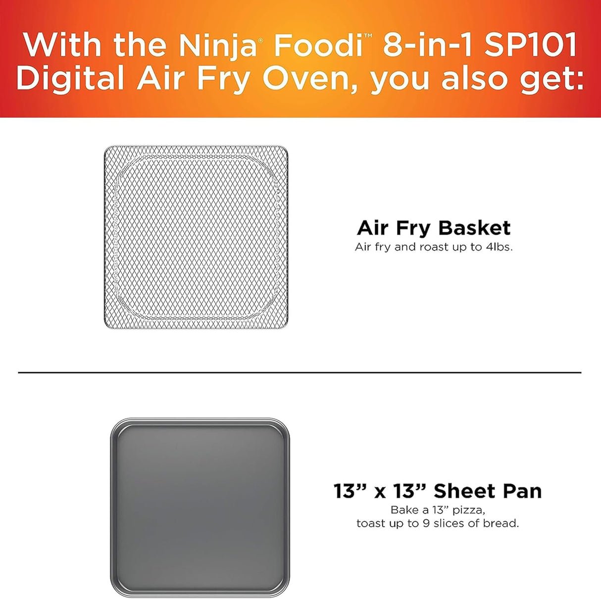 Horno de Aire Ninja SP101, 8 en 1, Capacidad Plegable