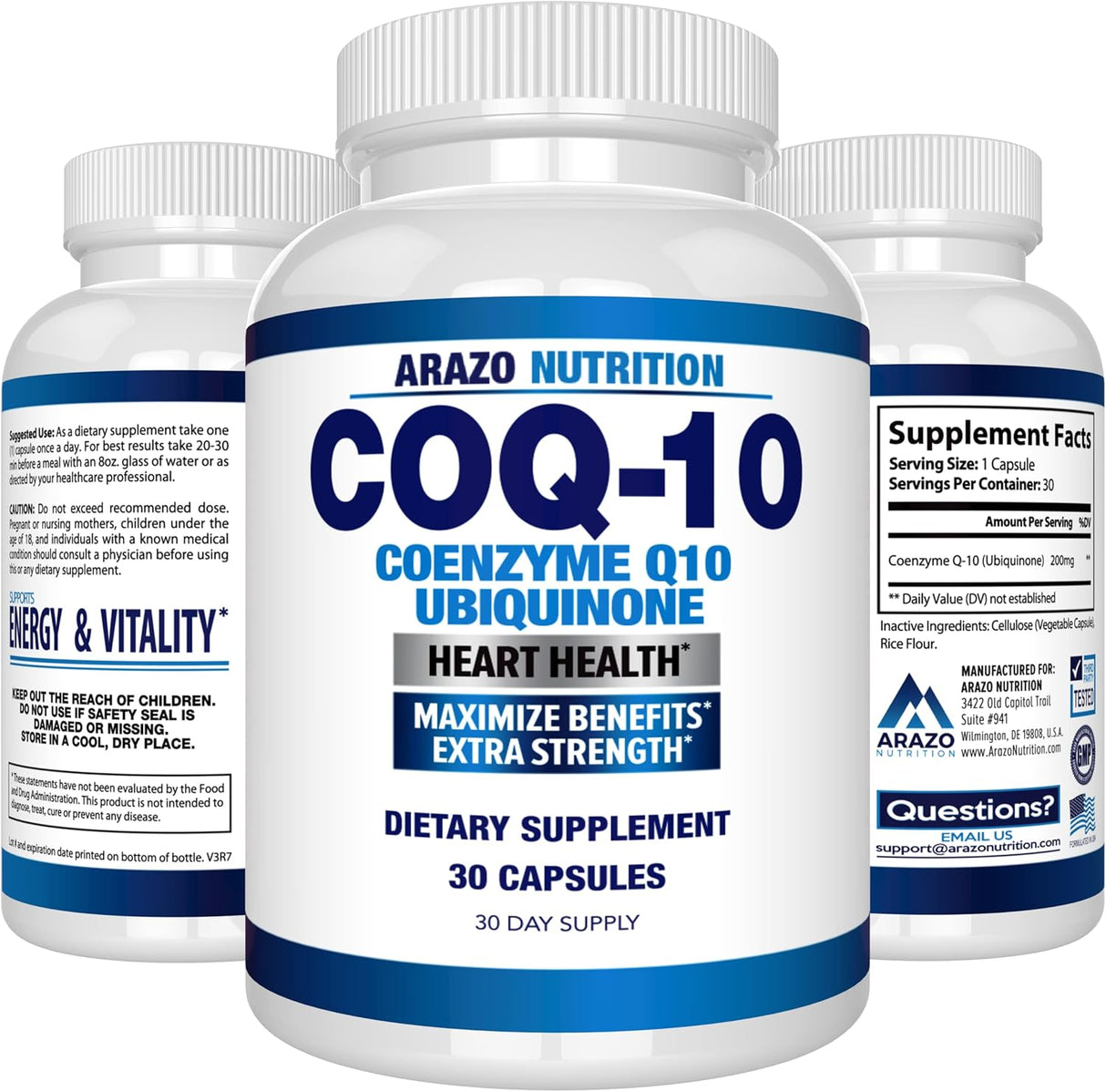 Suplemento COQ10 Ubiquinona Coenzima Q10 - 200mg   sin Soja