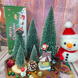 5 PCS Árboles de Navidad de Cepillo con Base de Madera