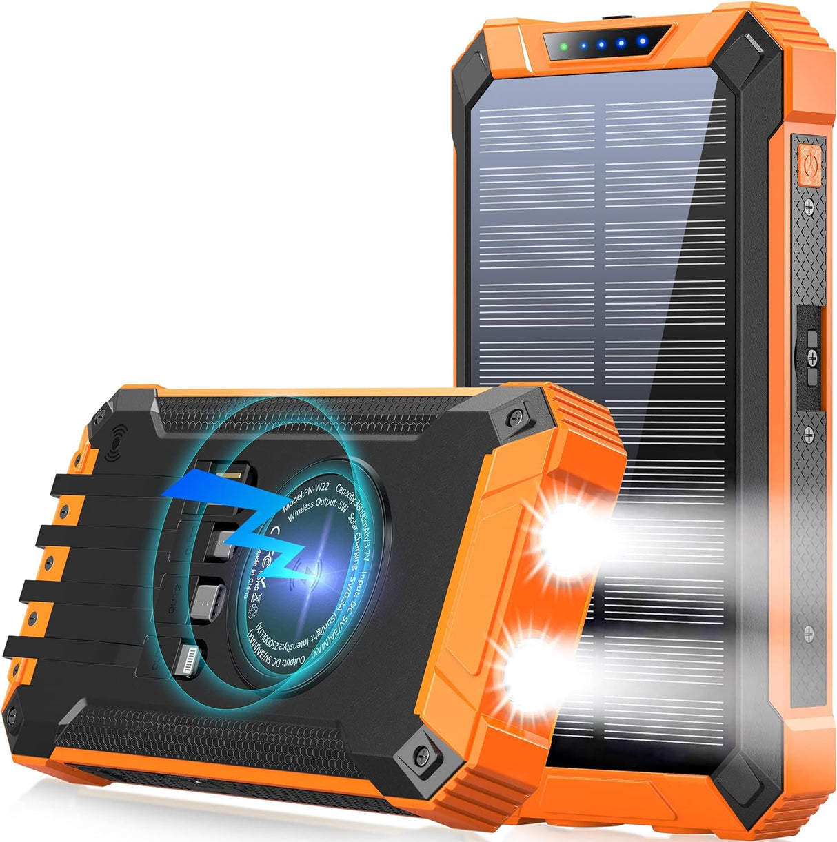 Cargador de energía solar de 36000 mAh integrado 4 cables