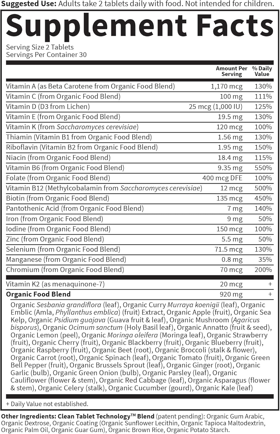 Multivitamínico Orgánico Garden of Life para Mujeres, 60 Tabletas