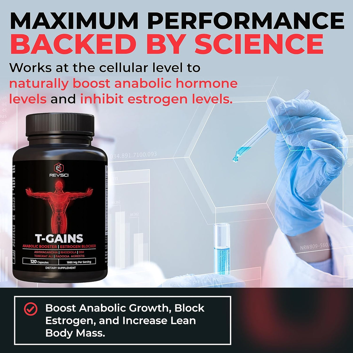 Suplemento Anabólico Total GAINS, Crecimiento Muscular 120