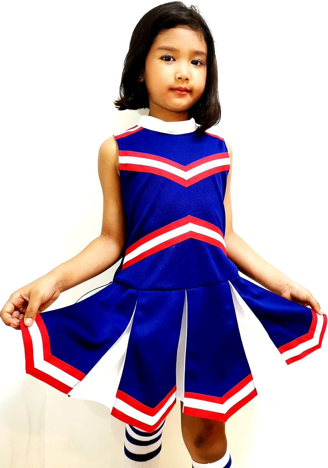 Disfraces de animadora para niñas talla XL azul con rojo