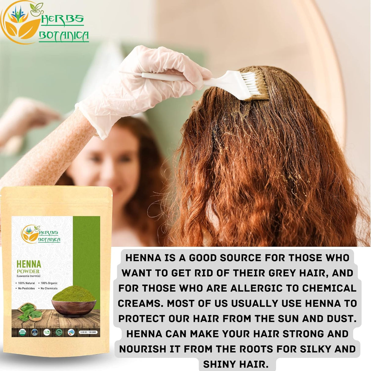 Polvo de Henna Orgánica para Cabello y Arte Corporal