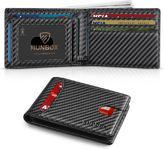 Billetera RUNBOX Slim con 11 Slots RFID Bifold para Hombre