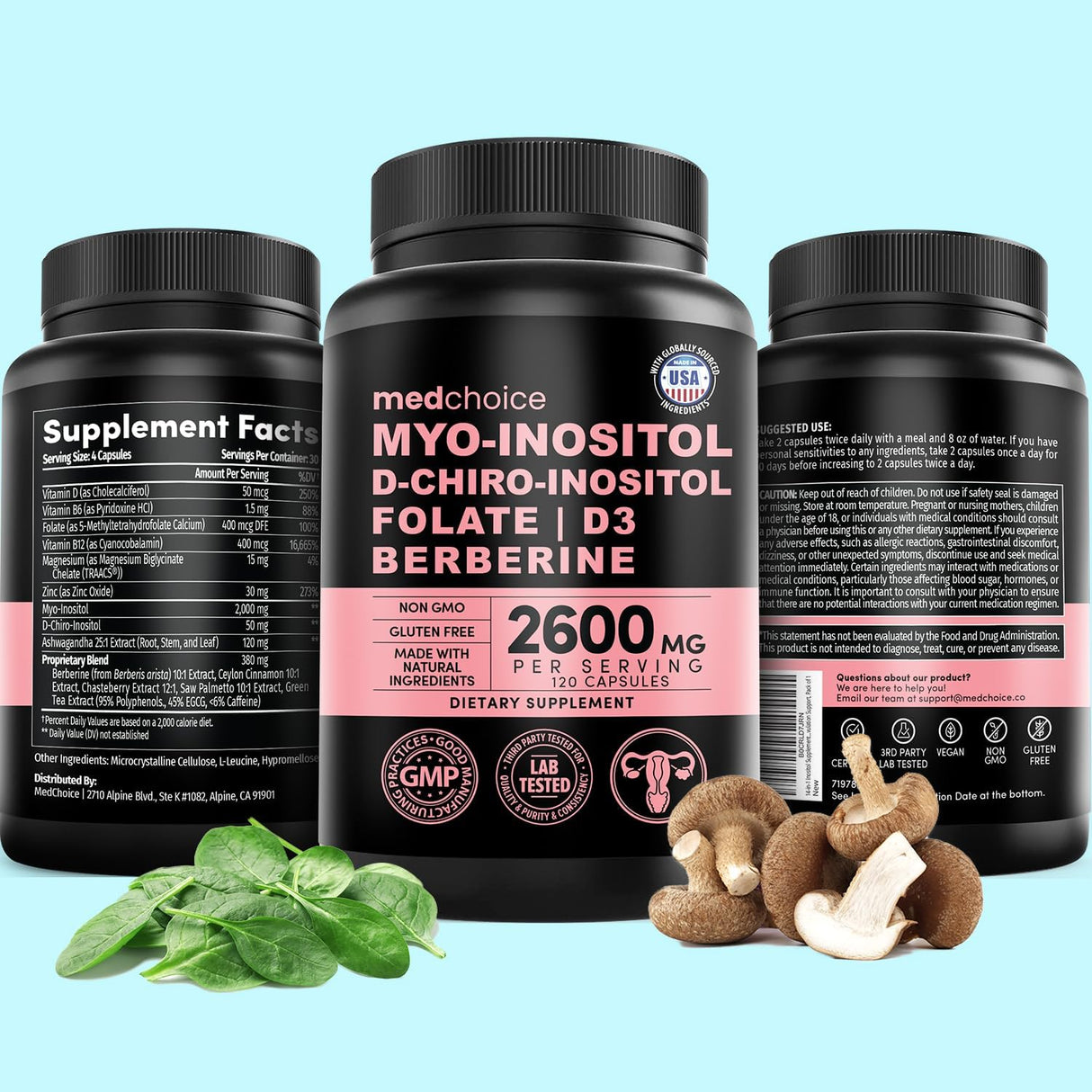 Suplemento 14 en 1 de inositol y soporte hormonal Mujer, 120 capsules