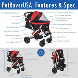 Carro de mascotas HPZ Pet Rover XL, resistente y convertible, 2ª Gen