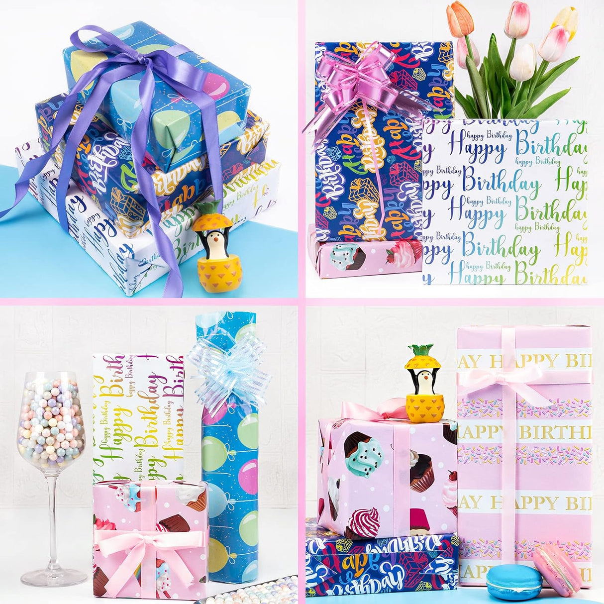 Papel de Regalo Larcenciel - 5 Hojas y 5 Cintas, 27.5x19.6in