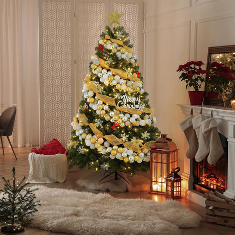 Árbol de Navidad Artificial 6ft con Luces, Premium, Modelo X