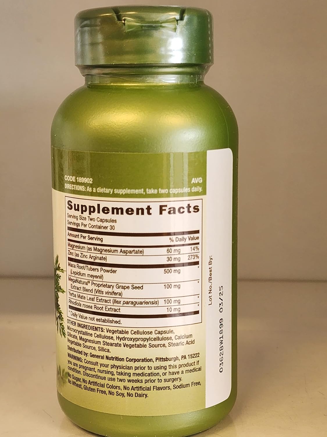 Suplemento Herbal Plus Maca GNC, Vegetariano, Apoyo Sexual, 30 Porciones