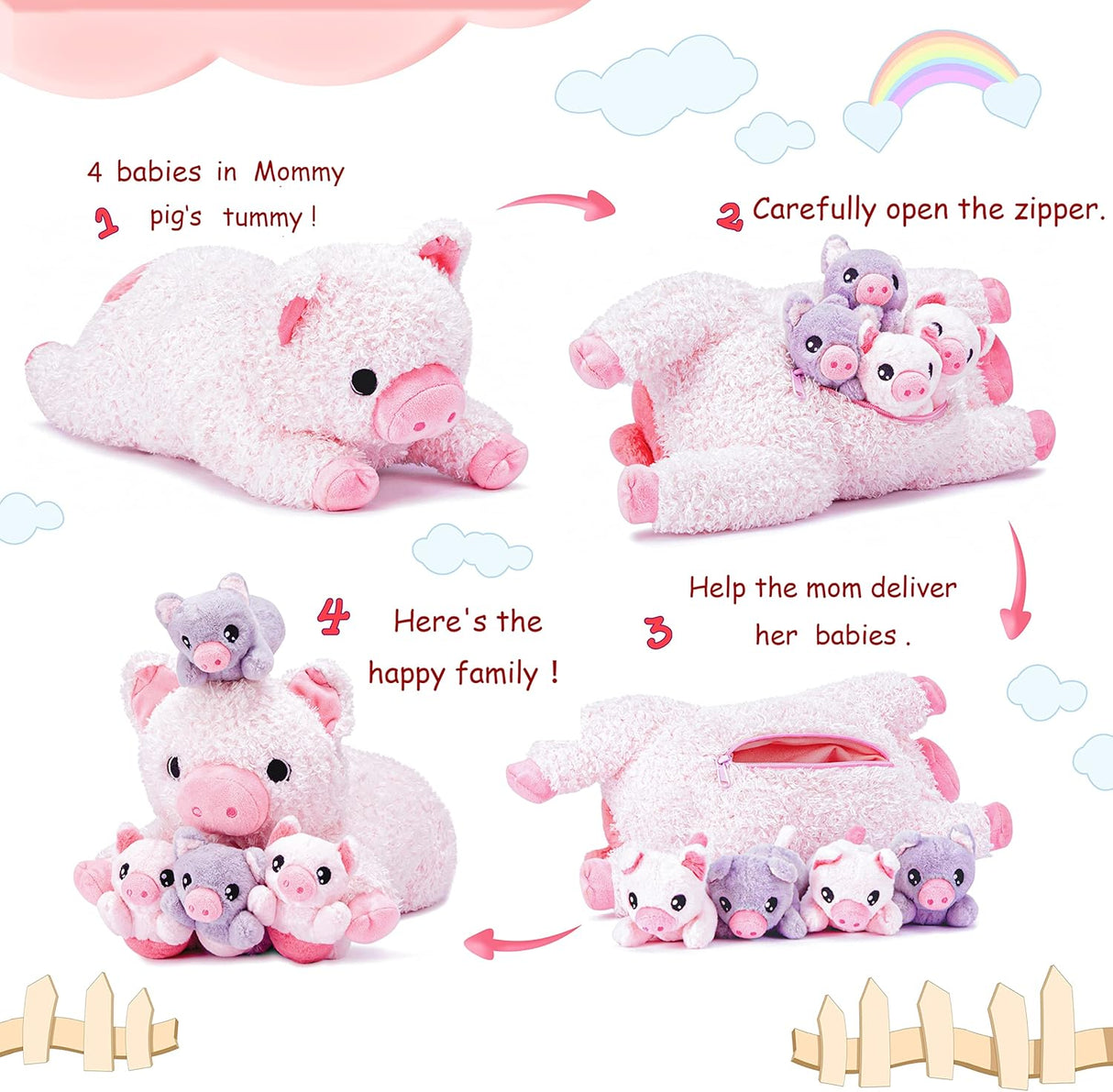 IKASA Mommy Pig - Peluche para mamá y bebé, (cerdo)