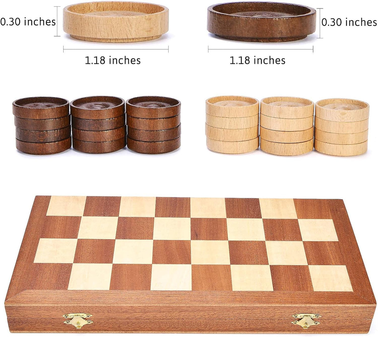 Juego de Damas VAMSLOVE 14 Plegable con Almacenaje, 8x8