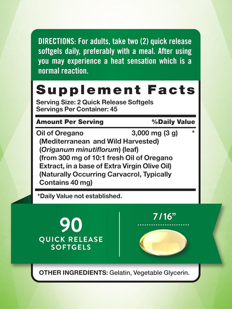 Suplemento aceite de orégano Contiene Carvacrol 3000 mg