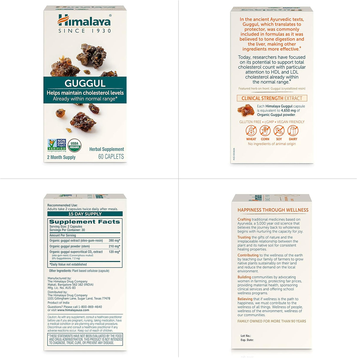 Suplemento de colesterol Guggul, 750 mg, 60 cápsulas