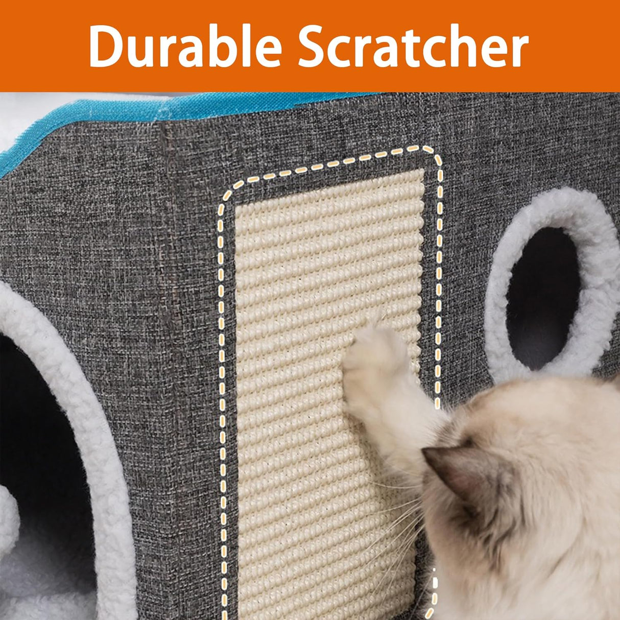 Casa para Gatos - Cueva Grande con Rascador y Cojín Reversible