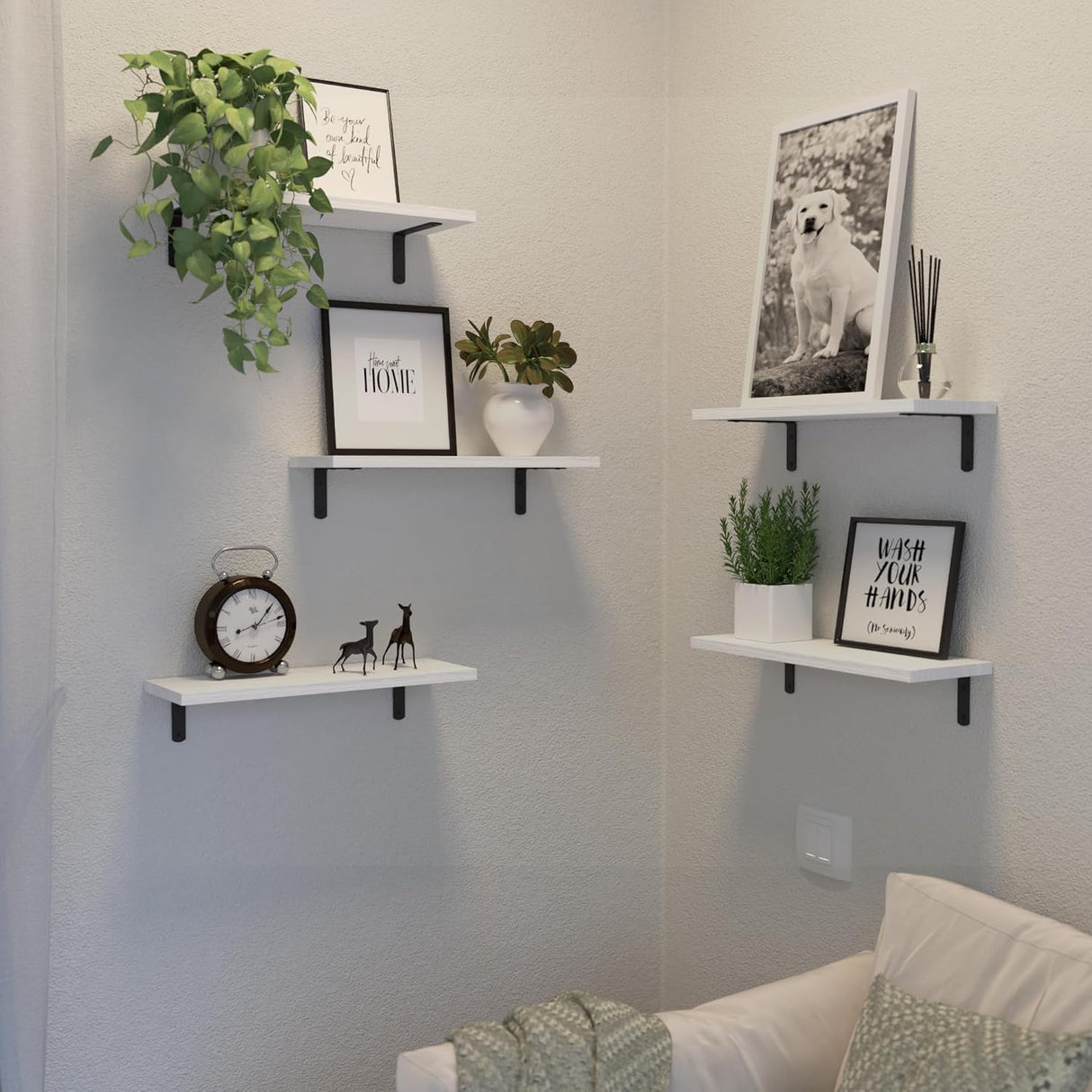 Estantes Flotantes de Madera, 5 Sets, Decoración y Almacenaje