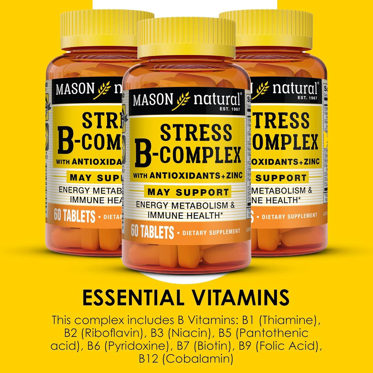 MASON NATURAL B-Complex Estrés + Zinc 6M 3Pack