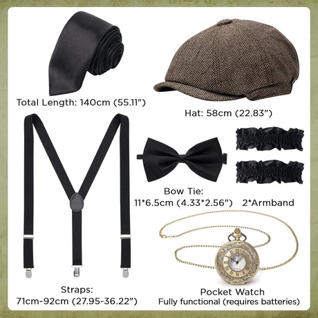 Conjunto de Accesorios YESSA para Hombre 1920s Gatsby Gangster