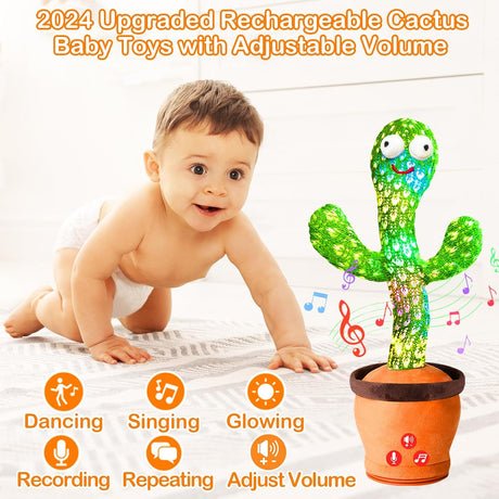 Juguete Cactus Interactivo, Recargable, Volumen Ajustable, Modelo X
