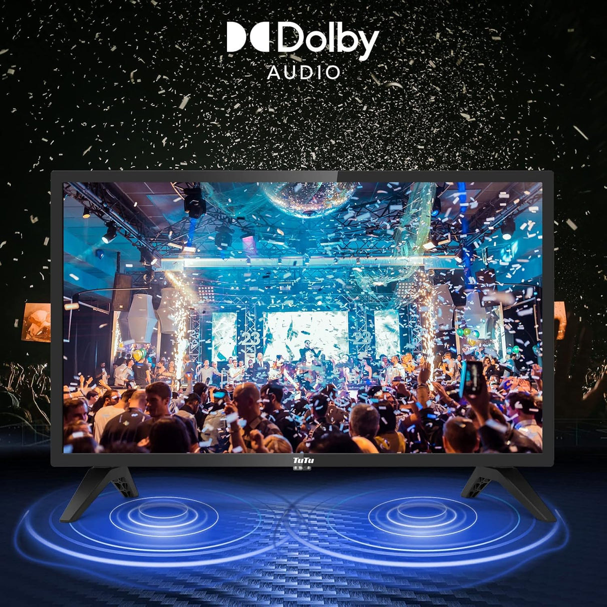 Televisor LED 24 TuTu HD 720P, Dolby Audio, Modelo 2023