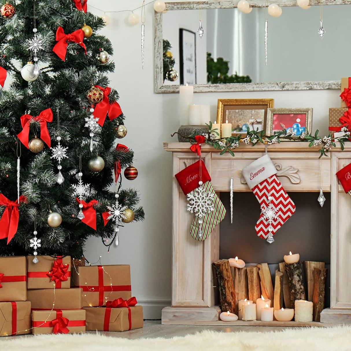 Adornos Navideños UPINS, 20Pcs Copos de Nieve Acrílicos