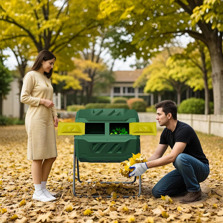 Compostador Giratorio 43 Galones con Puerta Deslizante Verde