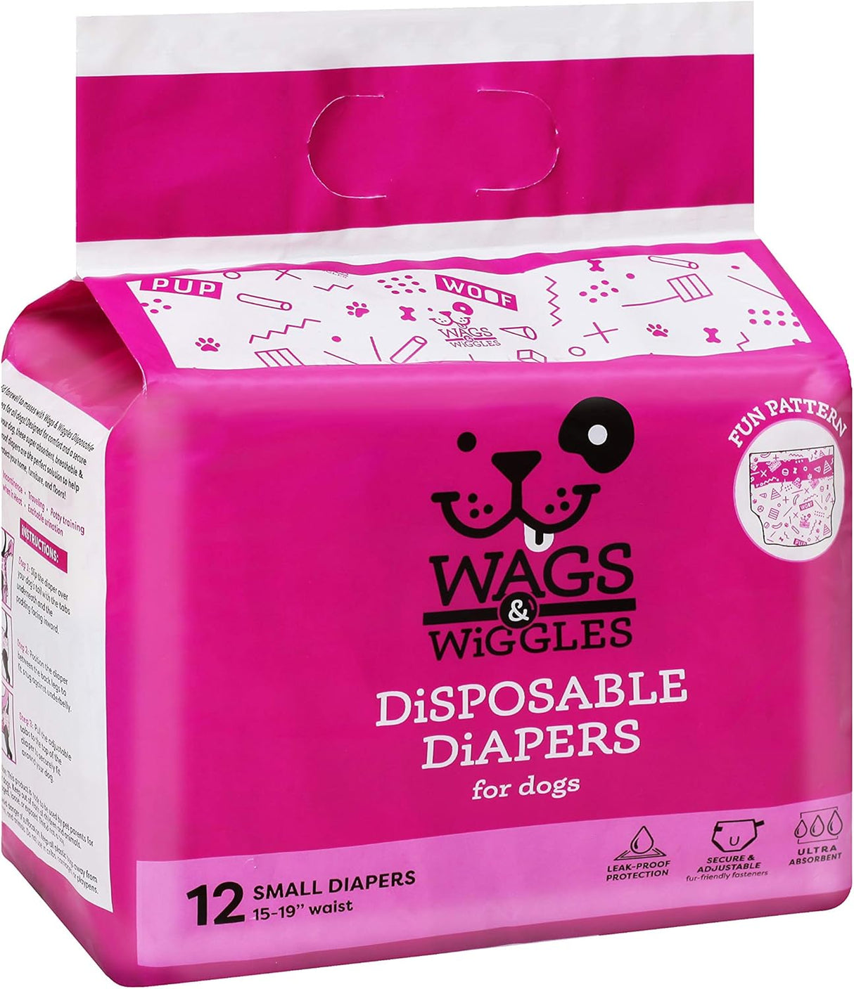 Wags &amp; Wiggles - Pañales desechables para perros hembra y macho, superabsorbentes, disponibles en una variedad de tamaños