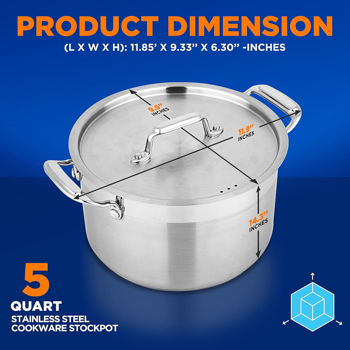 Olla de acero inoxidable de 5 cuartos NUTRICHEF NCSPT5Q