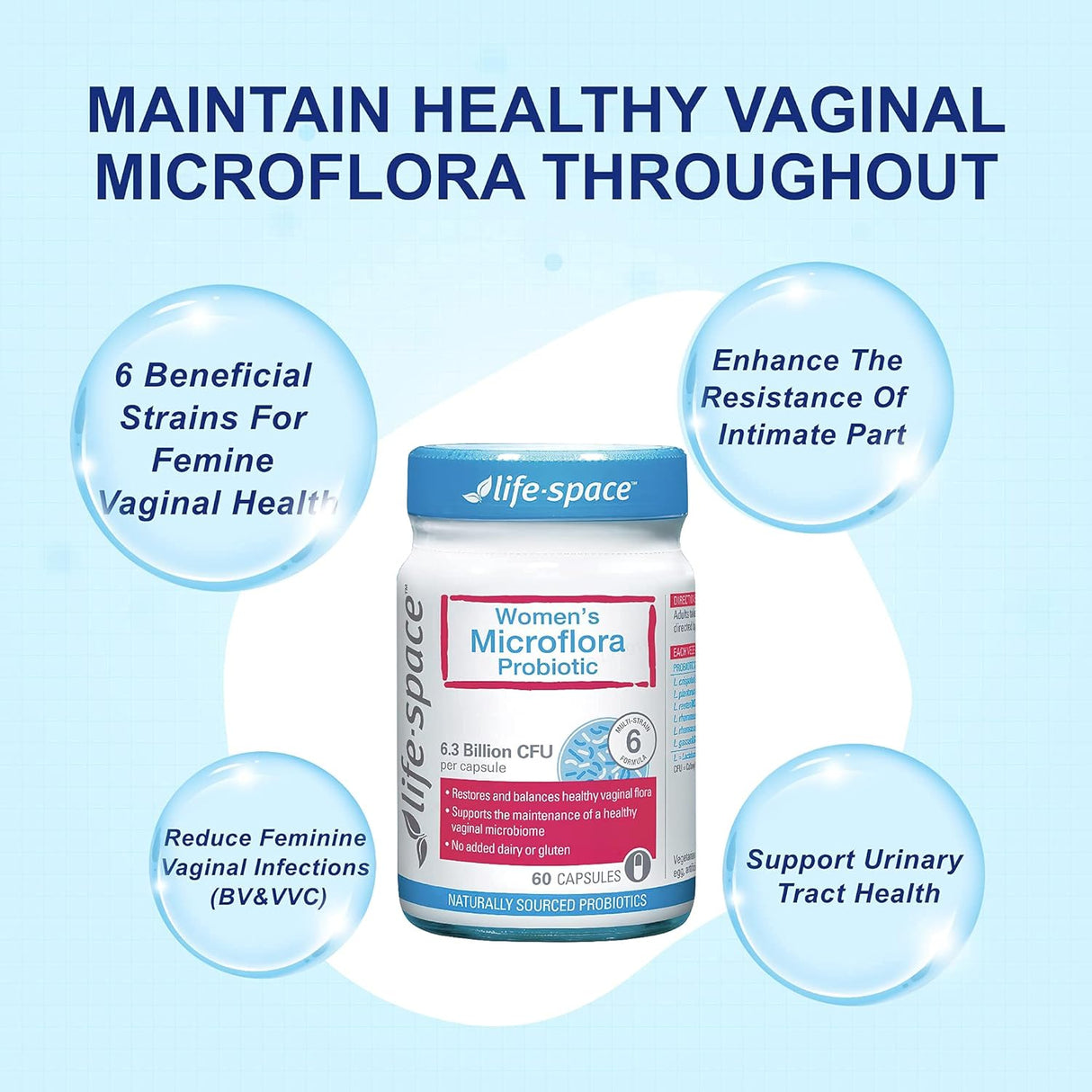 Life-Space Suplemento probiótico de microflora para mujer