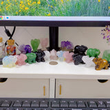 QINJIEJIE 3 pcs de cristales decorativos de elefante, amatista, cuarzo rosa, aventurina verde, bonitas piedras de escritorio, estatua de piedras preciosas naturales, decoración de la suerte,
