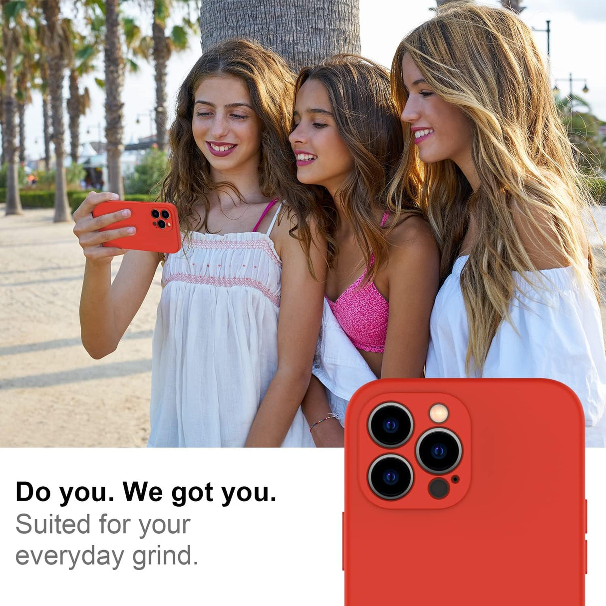 DEENAKIN Funda para iPhone 13 Pro Max con protector de pantalla, cubierta de goma de gel de silicona líquida suave y duradera para iPhone 13 Pro Max de 6.7 pulgadas, color rojo