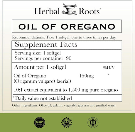 Suplemento Aceite de orégano de raíces herbarias mediterráne