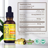 Gotas de Vitamina D3 K2 Orgánica, 5000 IU, 2 Pack, MCT Oil