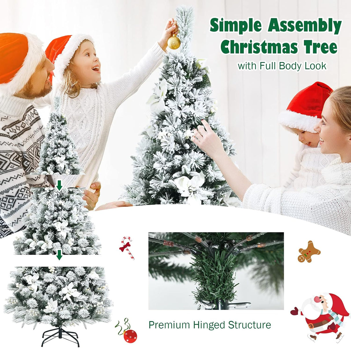 Árbol de Navidad Artificial Goplus 6FT con Decoración y Soporte